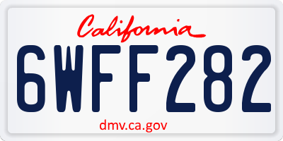 CA license plate 6WFF282