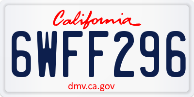 CA license plate 6WFF296