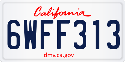 CA license plate 6WFF313
