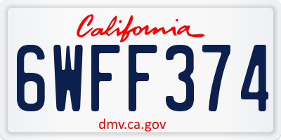 CA license plate 6WFF374