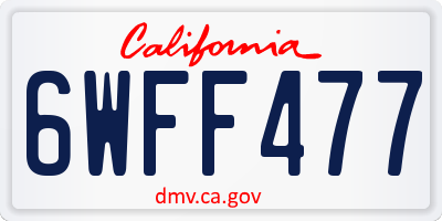 CA license plate 6WFF477