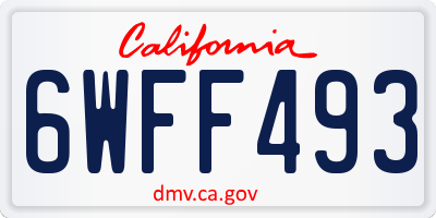 CA license plate 6WFF493