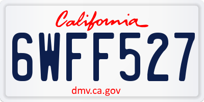 CA license plate 6WFF527