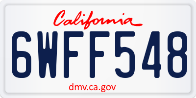 CA license plate 6WFF548