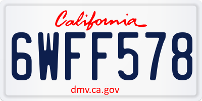 CA license plate 6WFF578