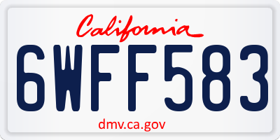 CA license plate 6WFF583
