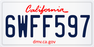 CA license plate 6WFF597