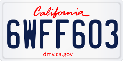 CA license plate 6WFF603