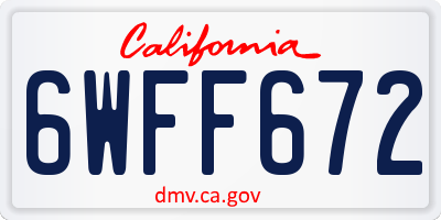 CA license plate 6WFF672