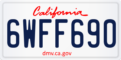 CA license plate 6WFF690