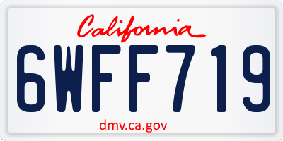 CA license plate 6WFF719