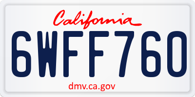 CA license plate 6WFF760