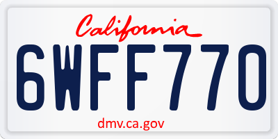 CA license plate 6WFF770
