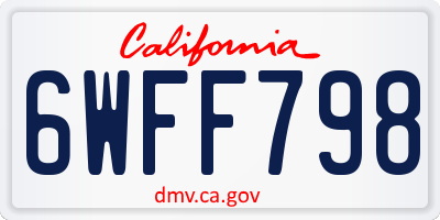 CA license plate 6WFF798