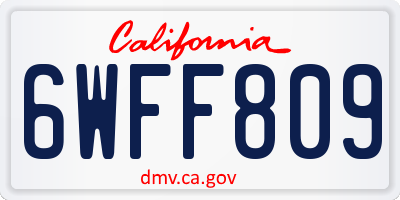 CA license plate 6WFF809