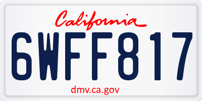 CA license plate 6WFF817