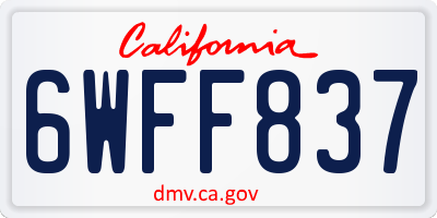 CA license plate 6WFF837