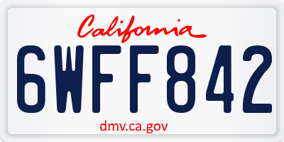 CA license plate 6WFF842