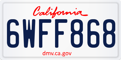CA license plate 6WFF868