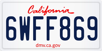 CA license plate 6WFF869