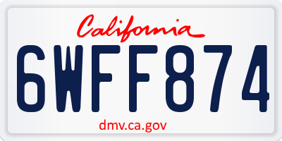 CA license plate 6WFF874