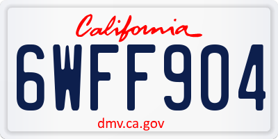 CA license plate 6WFF904