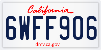 CA license plate 6WFF906