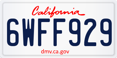CA license plate 6WFF929