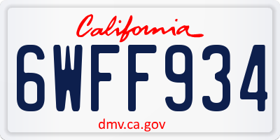 CA license plate 6WFF934