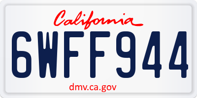 CA license plate 6WFF944