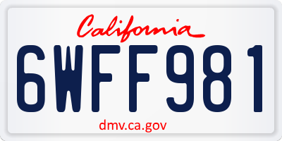 CA license plate 6WFF981