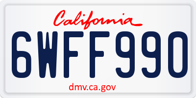 CA license plate 6WFF990