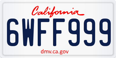 CA license plate 6WFF999