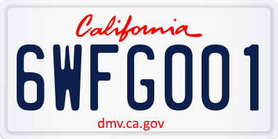 CA license plate 6WFG001