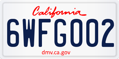 CA license plate 6WFG002