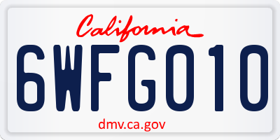CA license plate 6WFG010