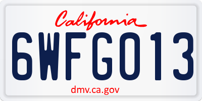 CA license plate 6WFG013