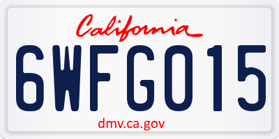 CA license plate 6WFG015