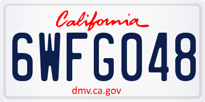 CA license plate 6WFG048
