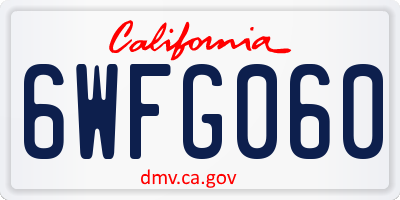 CA license plate 6WFG060