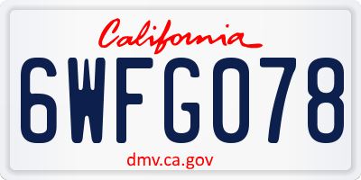 CA license plate 6WFG078