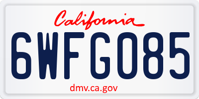 CA license plate 6WFG085