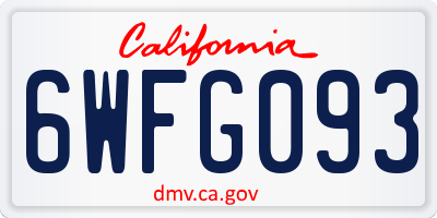 CA license plate 6WFG093