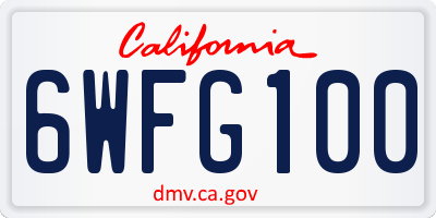 CA license plate 6WFG100