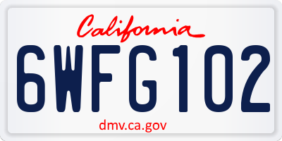 CA license plate 6WFG102
