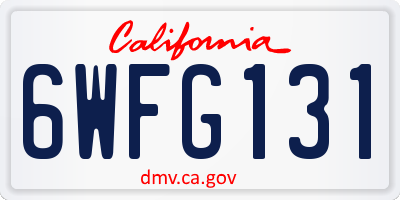 CA license plate 6WFG131