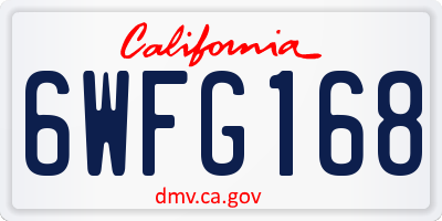 CA license plate 6WFG168