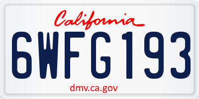 CA license plate 6WFG193