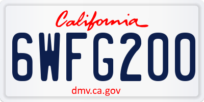 CA license plate 6WFG200