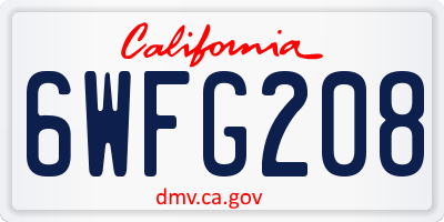 CA license plate 6WFG208